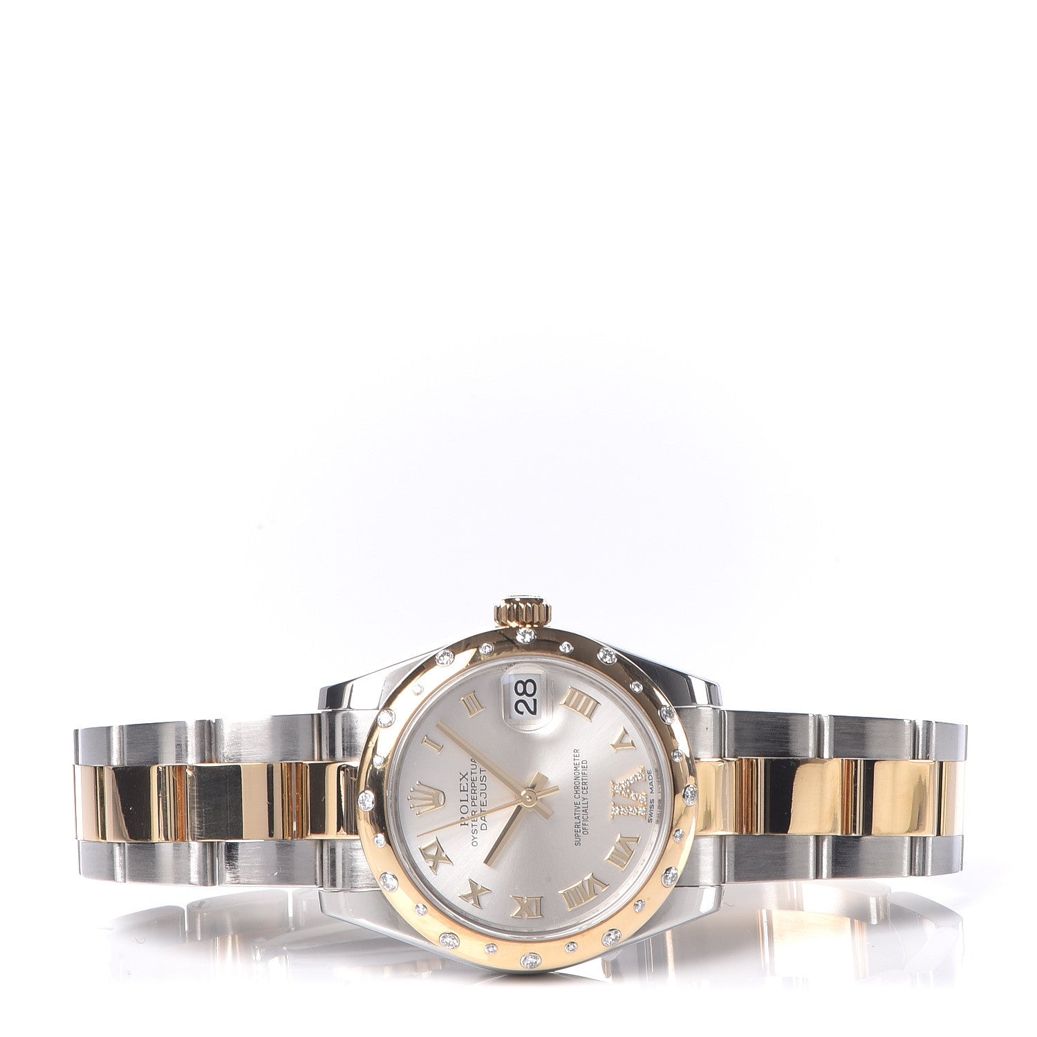 Rolex Stainless Steel 18K Yellow Gold Diamond 31mm Oyster Perpetual Datejust Watch Silver Roman 178343 3 of 7