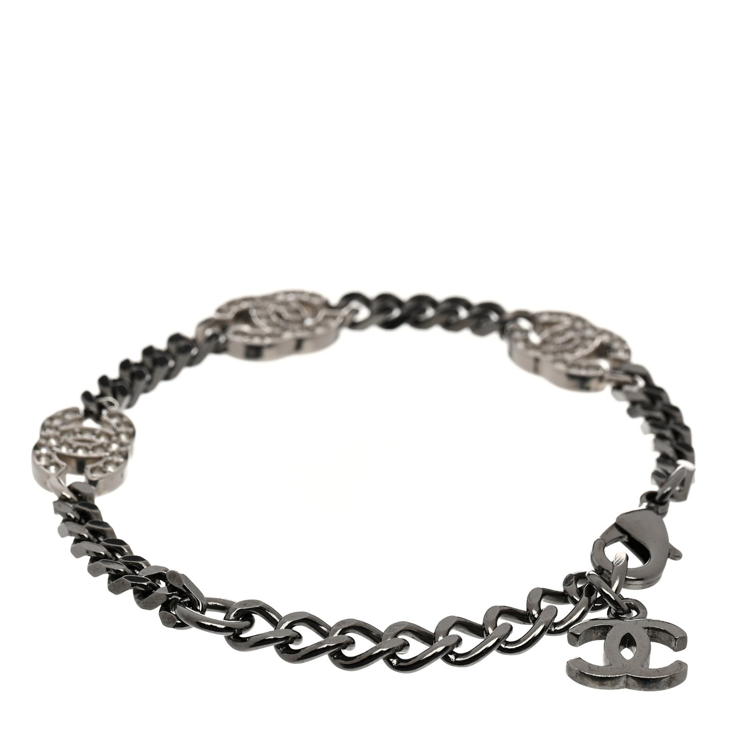 Crystal CC Chain Link Bracelet Ruthenium