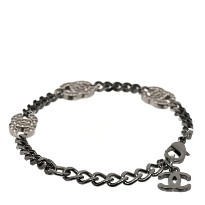 Chanel Crystal CC Chain Link Bracelet Ruthenium 3 of 6