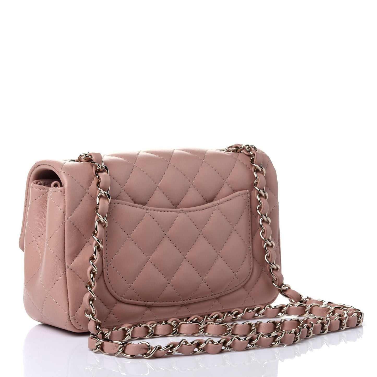 Lambskin Quilted Mini Rectangular Flap Beige