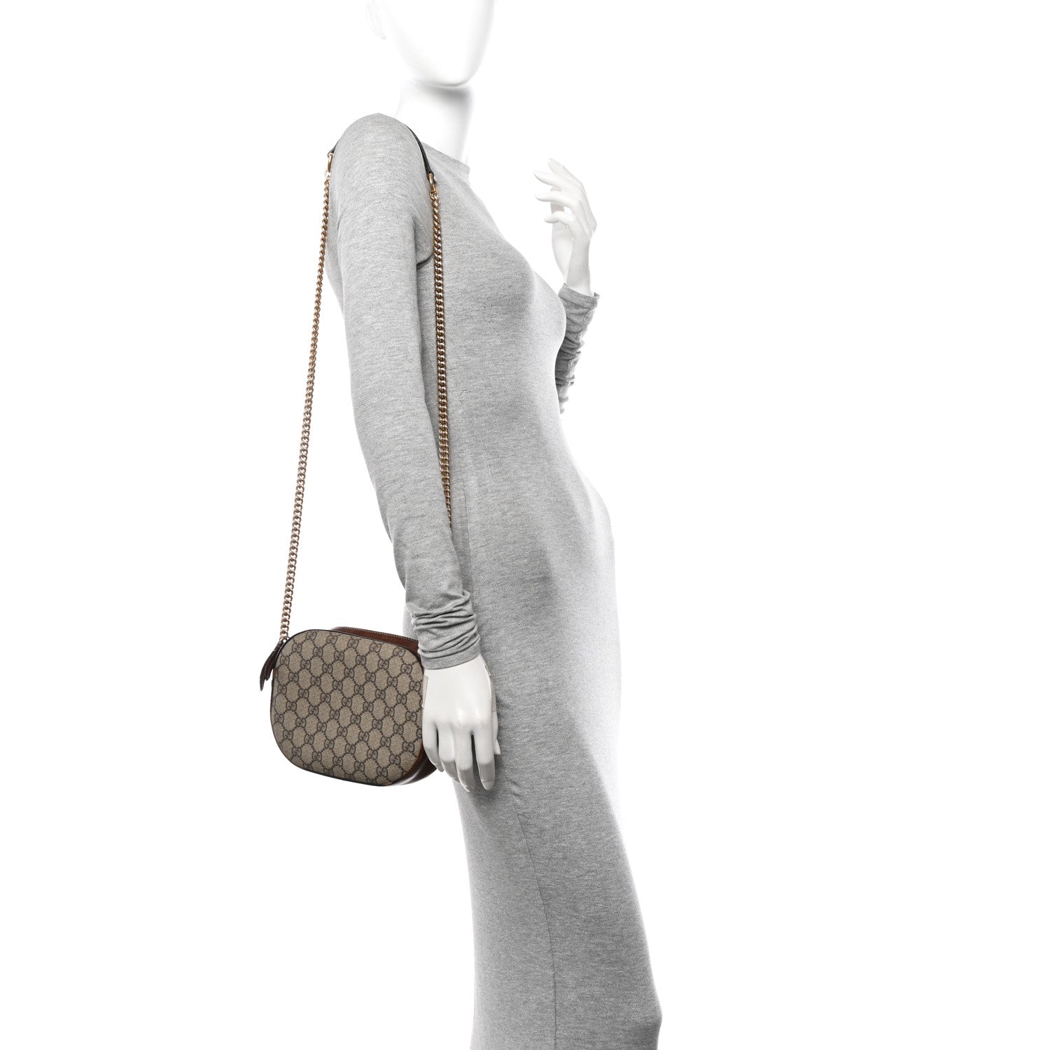 Gucci GG Supreme Monogram Cuoio Toscano Mini Chain Shoulder Bag Beige Ebony Cuir 2 of 13