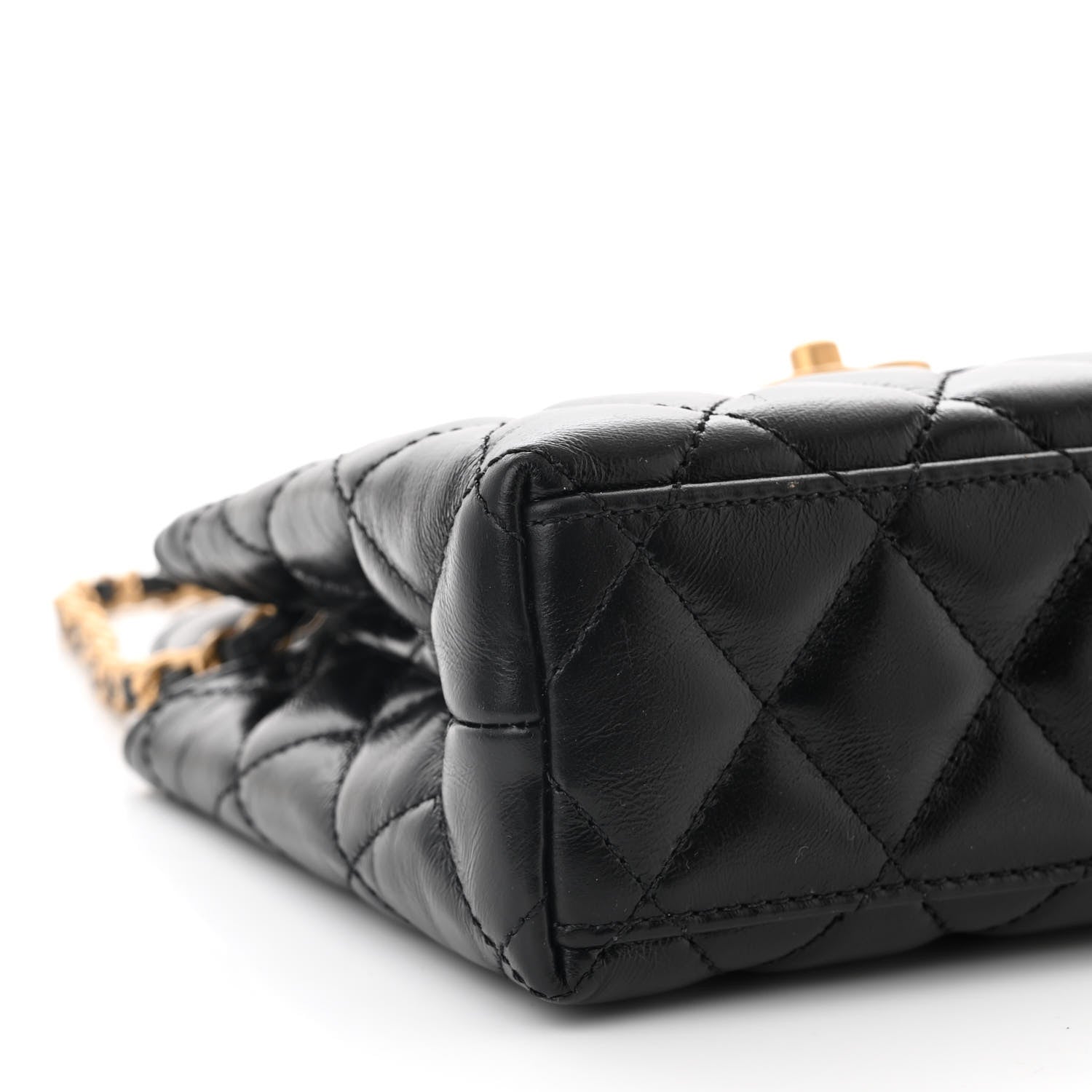 Chanel Shiny Aged Calfskin Quilted Nano Kelly Shopper Black 9 of 10