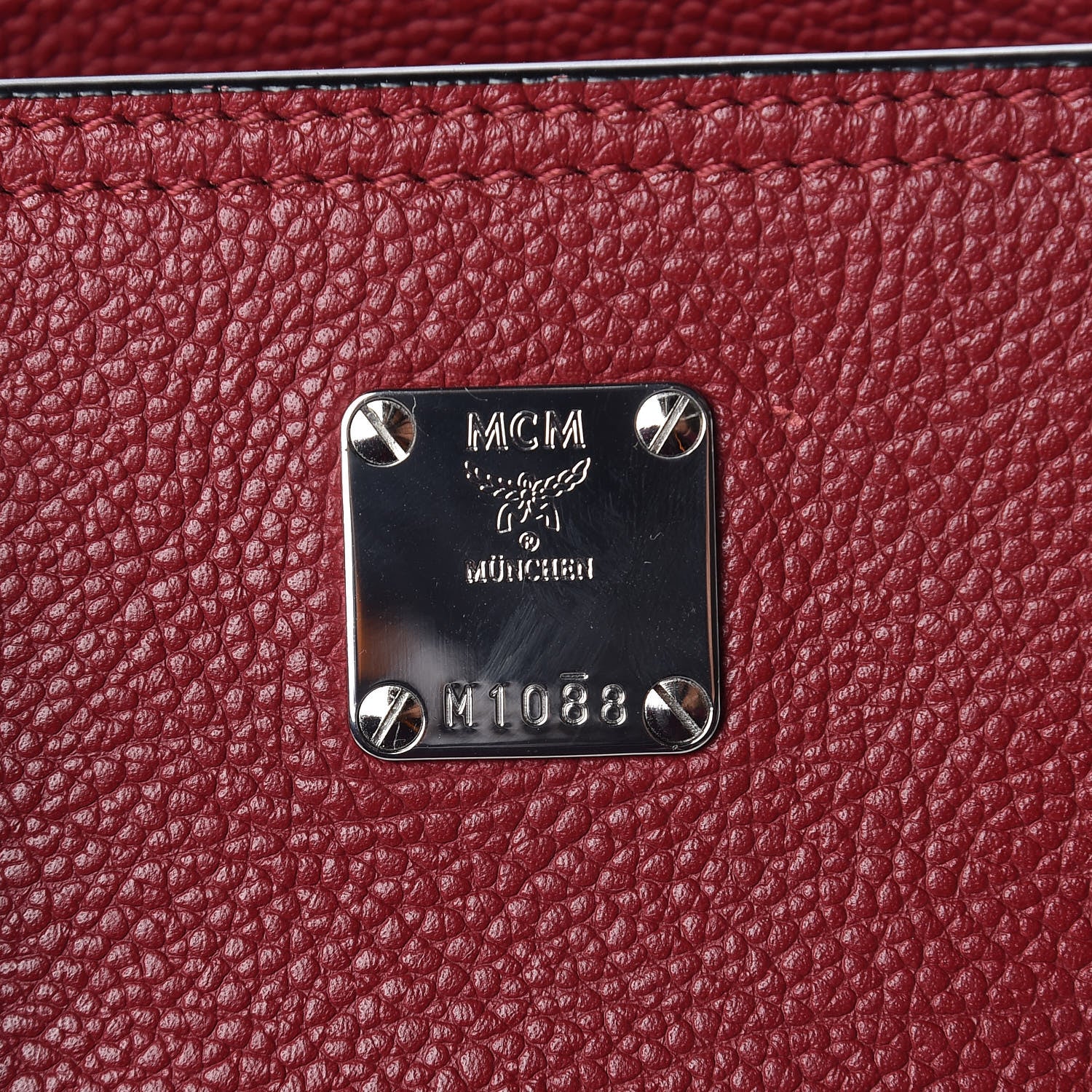 MCM Pebbled Calfskin Tote Ruby 7 of 13