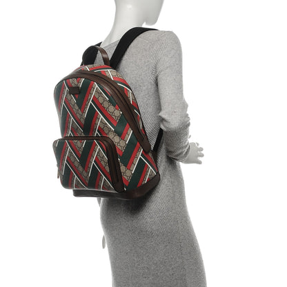 Gucci GG Supreme Monogram Chevron Medium Day Backpack Beige Green Red New Acero 2 of 7