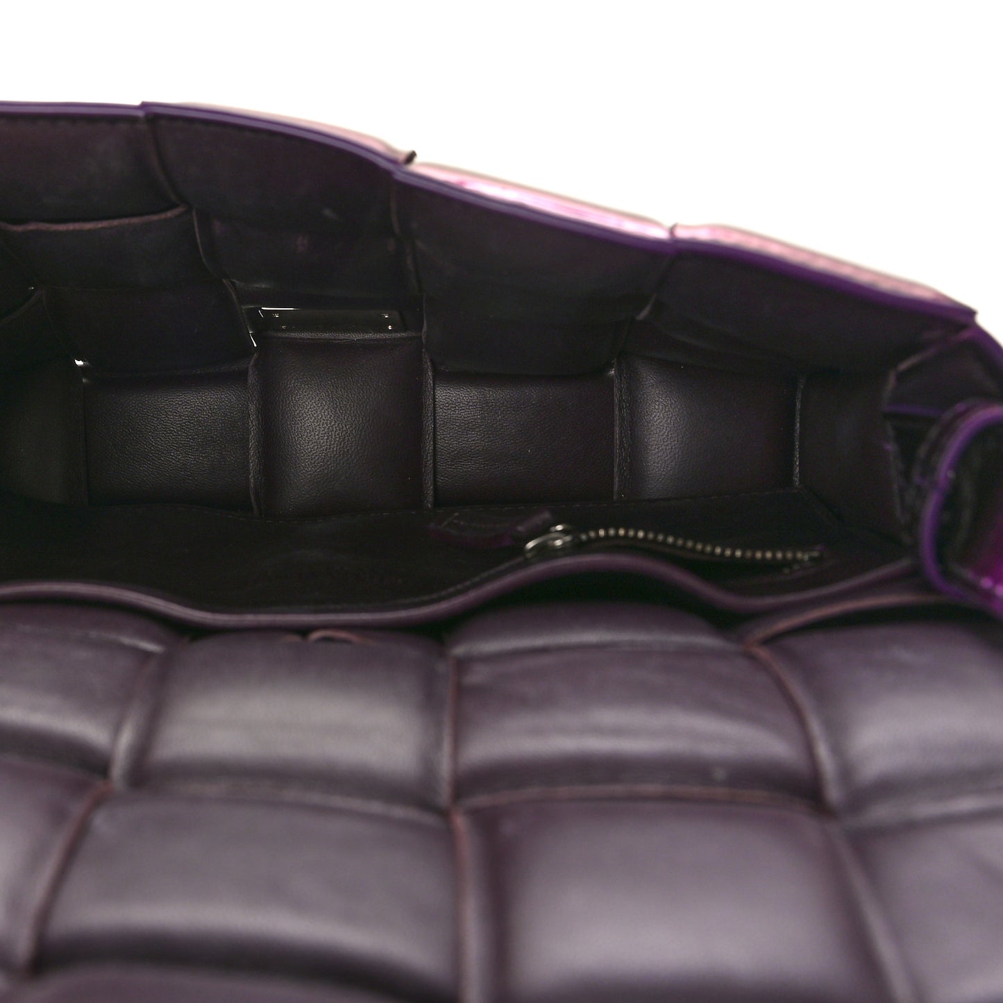 Glossy Nail Polish Nappa Maxi Intreccio Padded Cassette Crossbody Bag Holographic