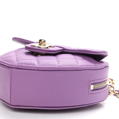 Chanel Lambskin Quilted CC In Love Heart Clutch With Chain Purple 10 of 11