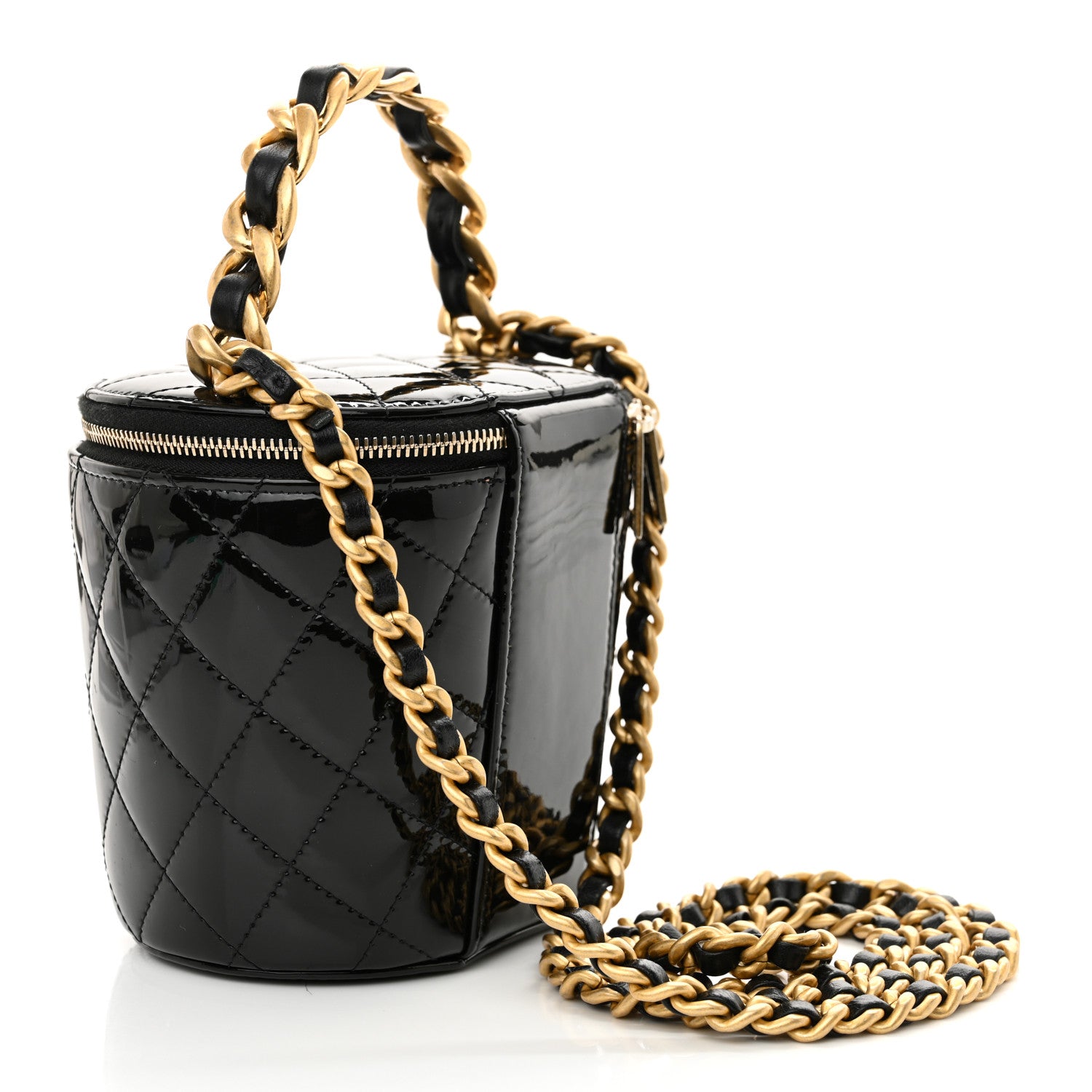 Chanel Patent Quilted Afternoon Tea Top Handle Mini Vanity Case With Chain Black 3 of 11