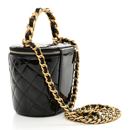 Chanel Patent Quilted Afternoon Tea Top Handle Mini Vanity Case With Chain Black 3 of 11