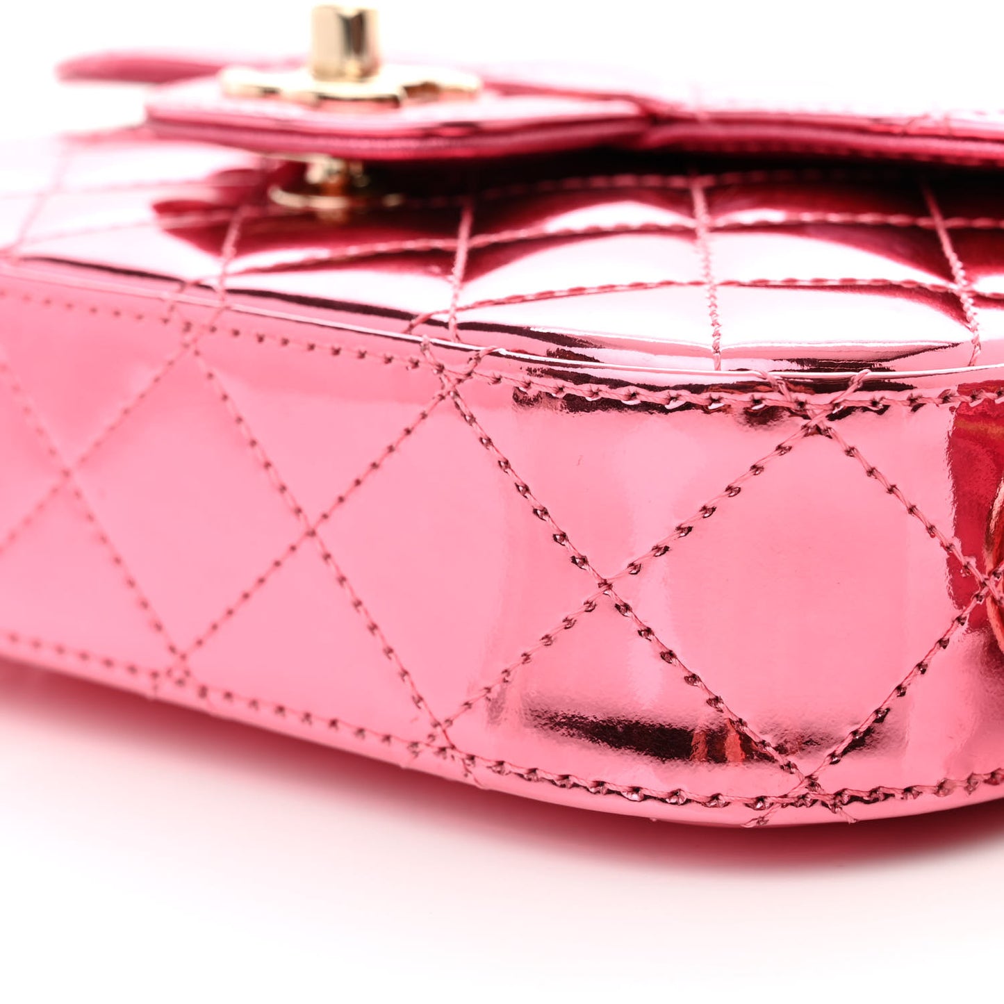 Mirror Calfskin Metallic Calfskin Quilted Hollywood Boulevard Mini Flap With Star Coin Purse Pink