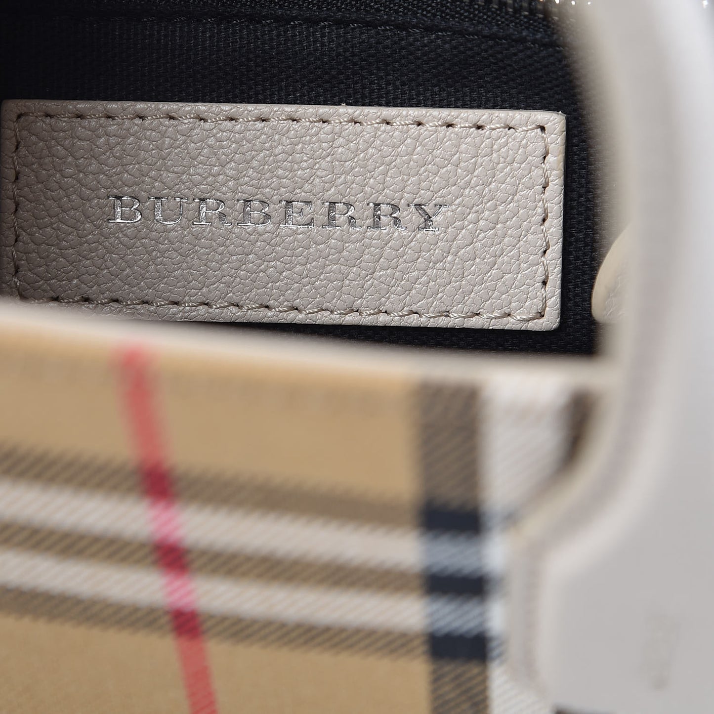 Goatskin Vintage Check Small Banner Tote Limestone