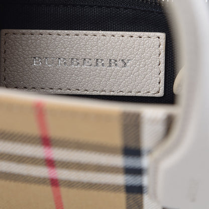 Burberry Goatskin Vintage Check Small Banner Tote Limestone 6 of 9