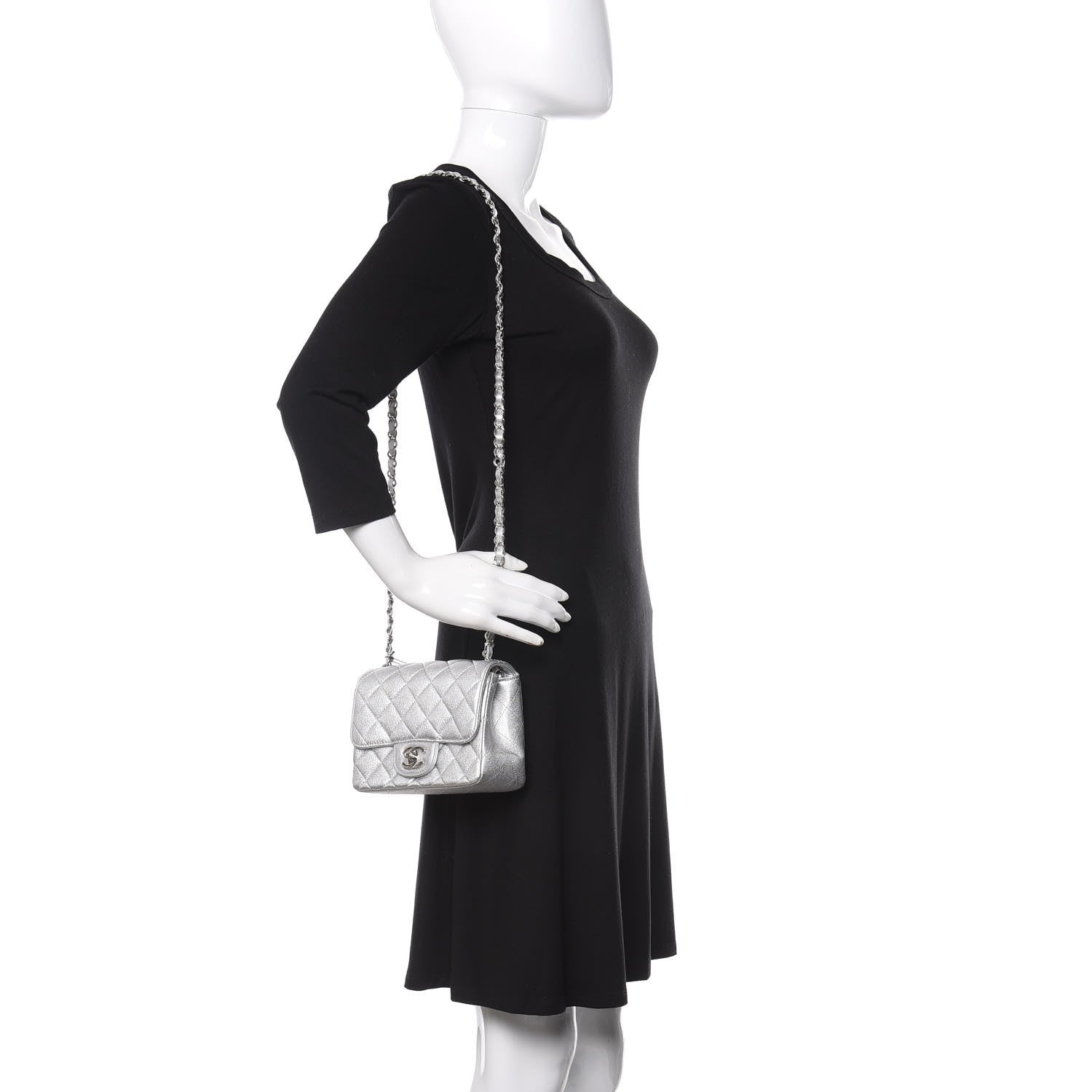 Chanel Metallic Lambskin Quilted Mini Square Flap Silver 2 of 11