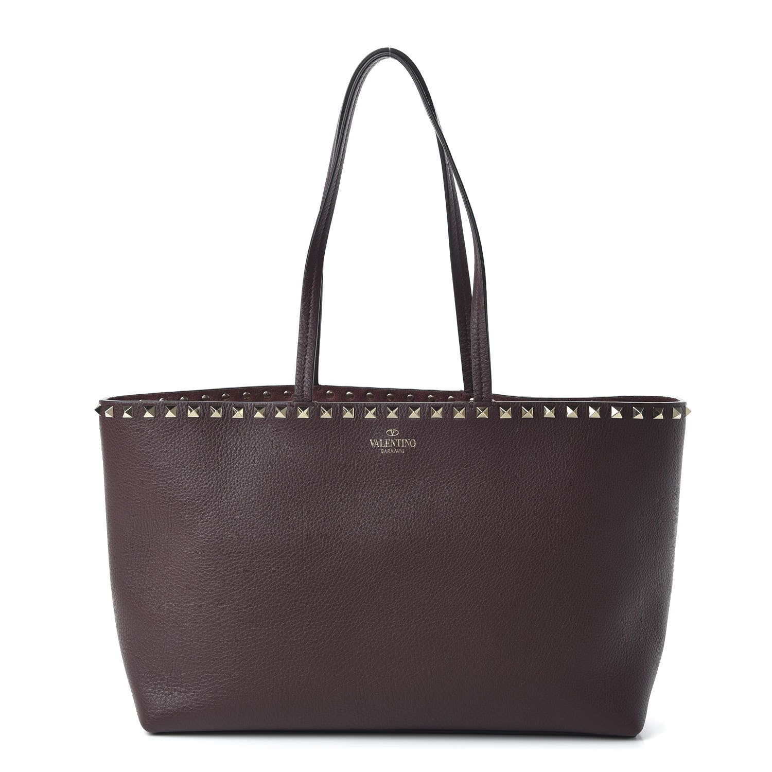Valentino Garavani Grained Calfskin Small Rockstud Shoulder Tote Rubin 1 of 9