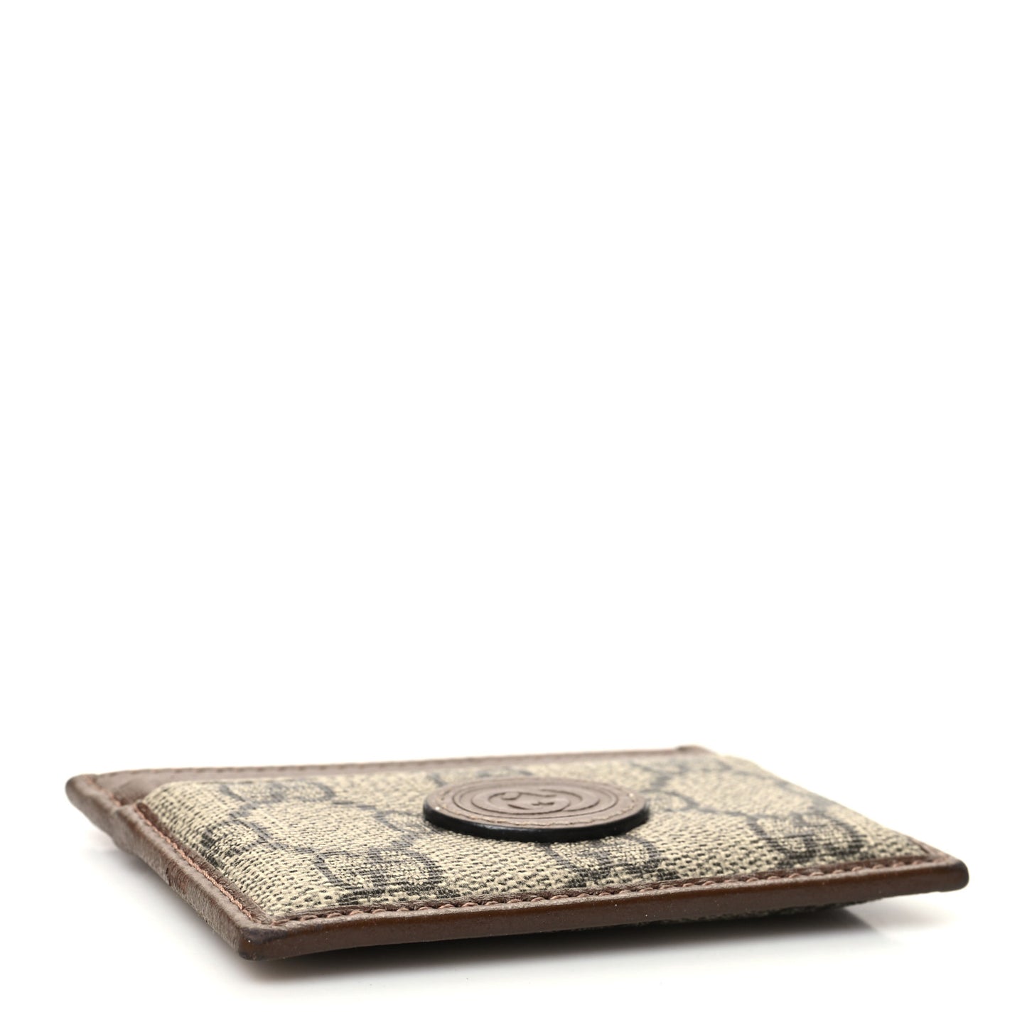 GG Supreme Monogram Azalea Calfskin Retro Interlocking G Card Holder Beige Ebony Brown Sugar
