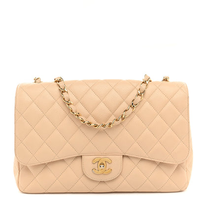 Chanel Caviar Quilted Jumbo Single Flap Beige 1 of 10