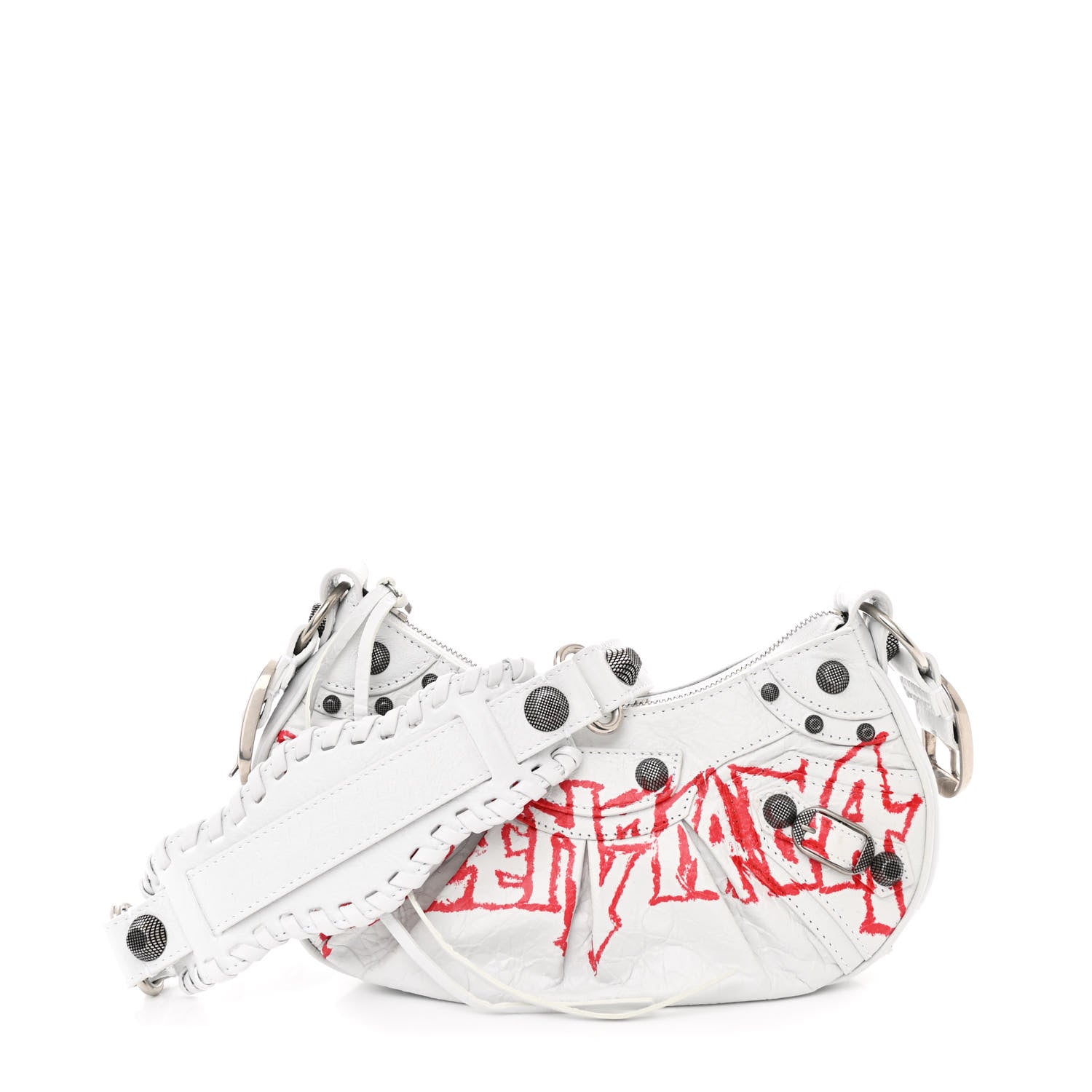 Balenciaga Agneau Arena Lunar New Year Graffiti Logo Le Cagole Shoulder Bag XS Optic White 1 of 12