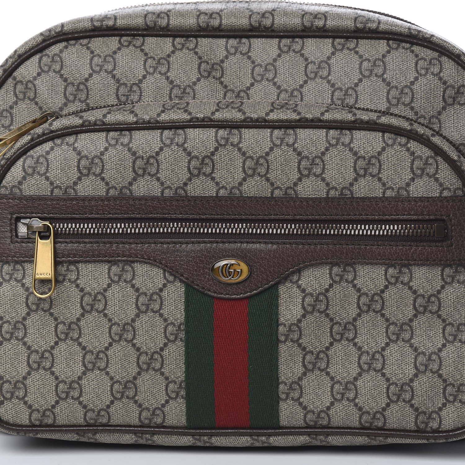 Gucci Soft GG Supreme Monogram Textured Dollar Calfskin Web Ophidia Pouch Pocket Belt Bag 95 38 Beige Ebony New Acero Black 7 of 9