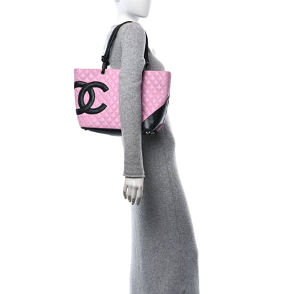 Chanel Calfskin Quilted Large Cambon Tote Pink Black 3 of 10