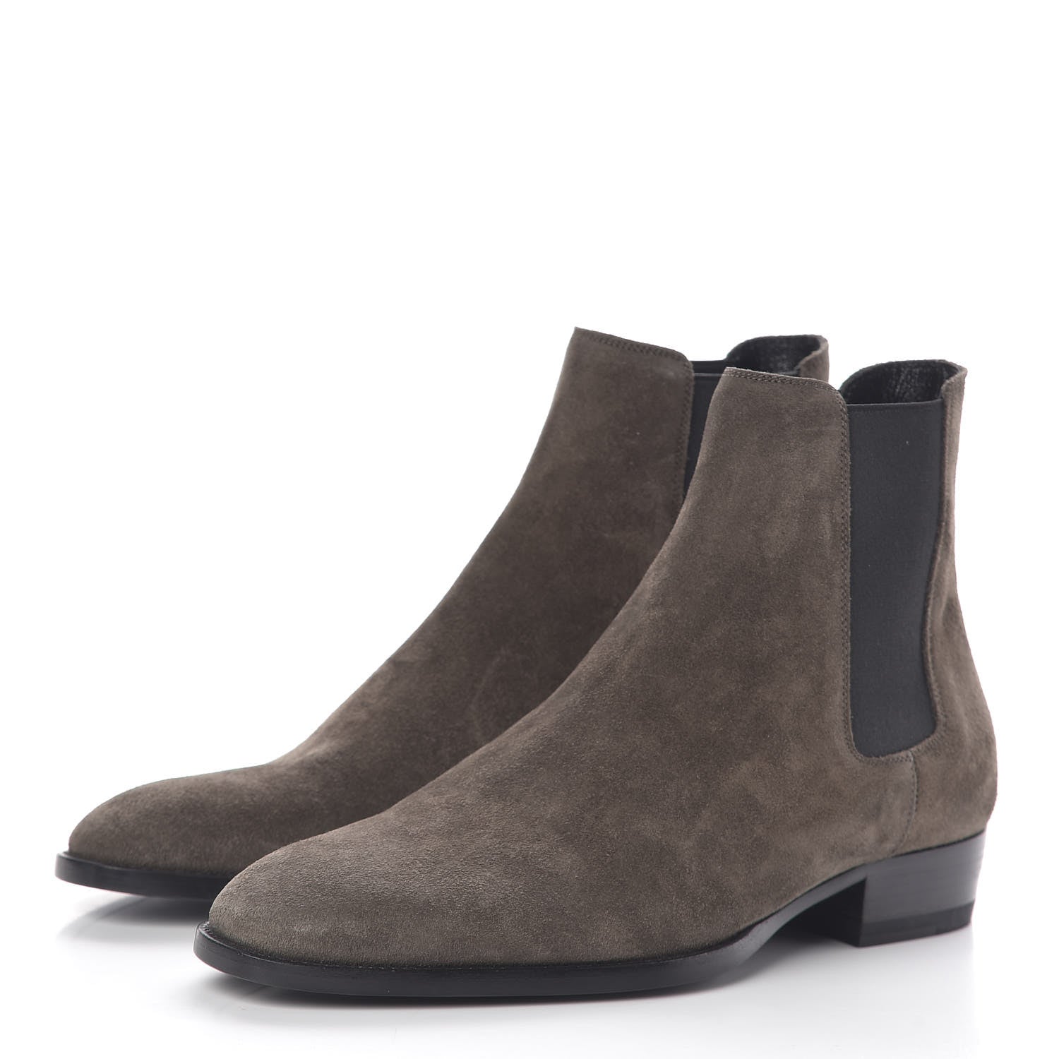 Saint Laurent Suede Mens Wyatt Chelsea Boots 39 Paris Fog 3 of 8