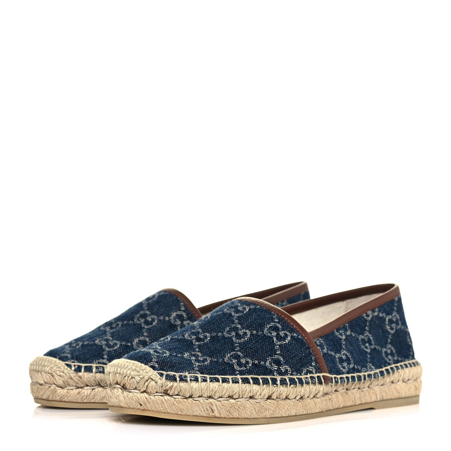 Denim GG Monogram Espadrilles 37 Blue Tea Cuir