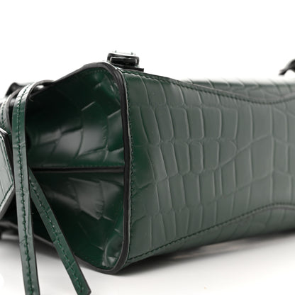 Balenciaga Semi Shiny Calfskin Crocodile Embossed Neo Classic Black Hardware Mini City Forest Green 8 of 14