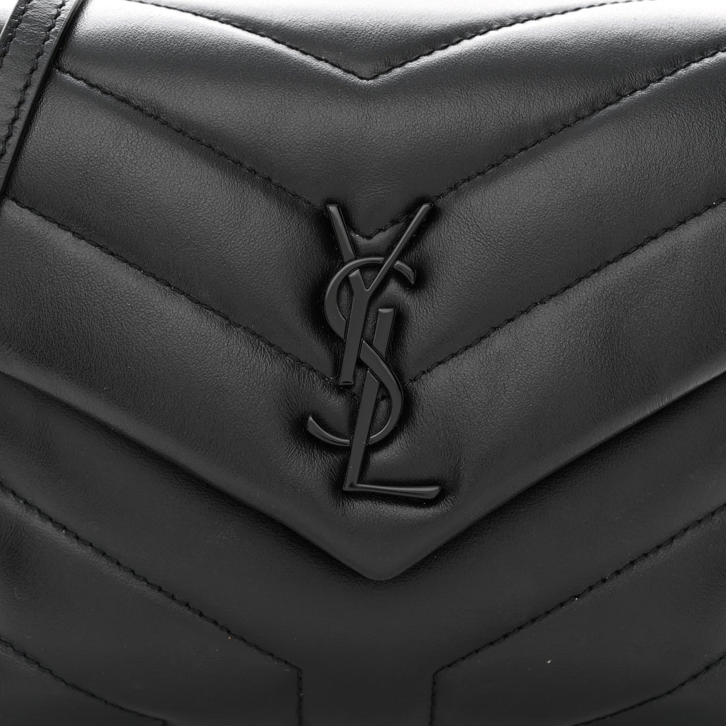 Calfskin Y Quilted Monogram Monochrome Toy Loulou Crossbody Bag Black