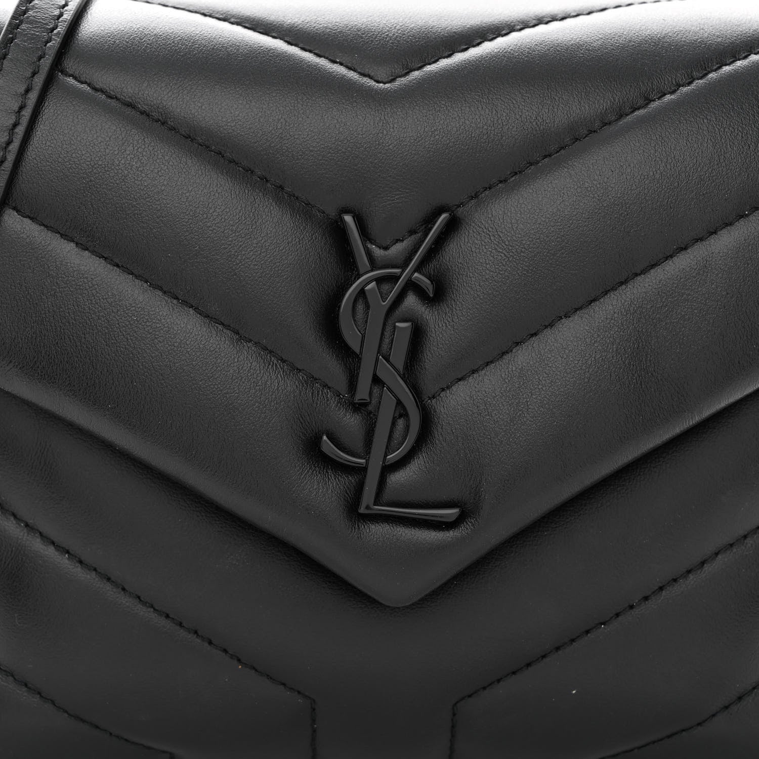 Saint Laurent Calfskin Y Quilted Monogram Monochrome Toy Loulou Crossbody Bag Black 8 of 10