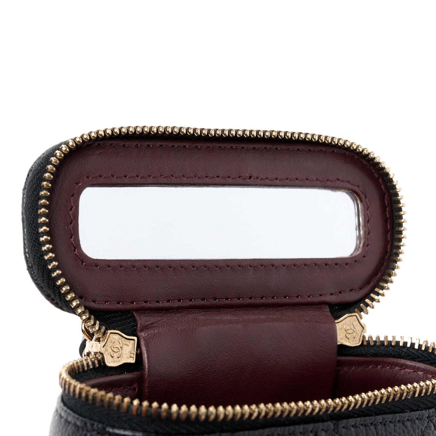 Caviar Quilted Small Vertical Coco Beauty Vanity Case With Chain Black