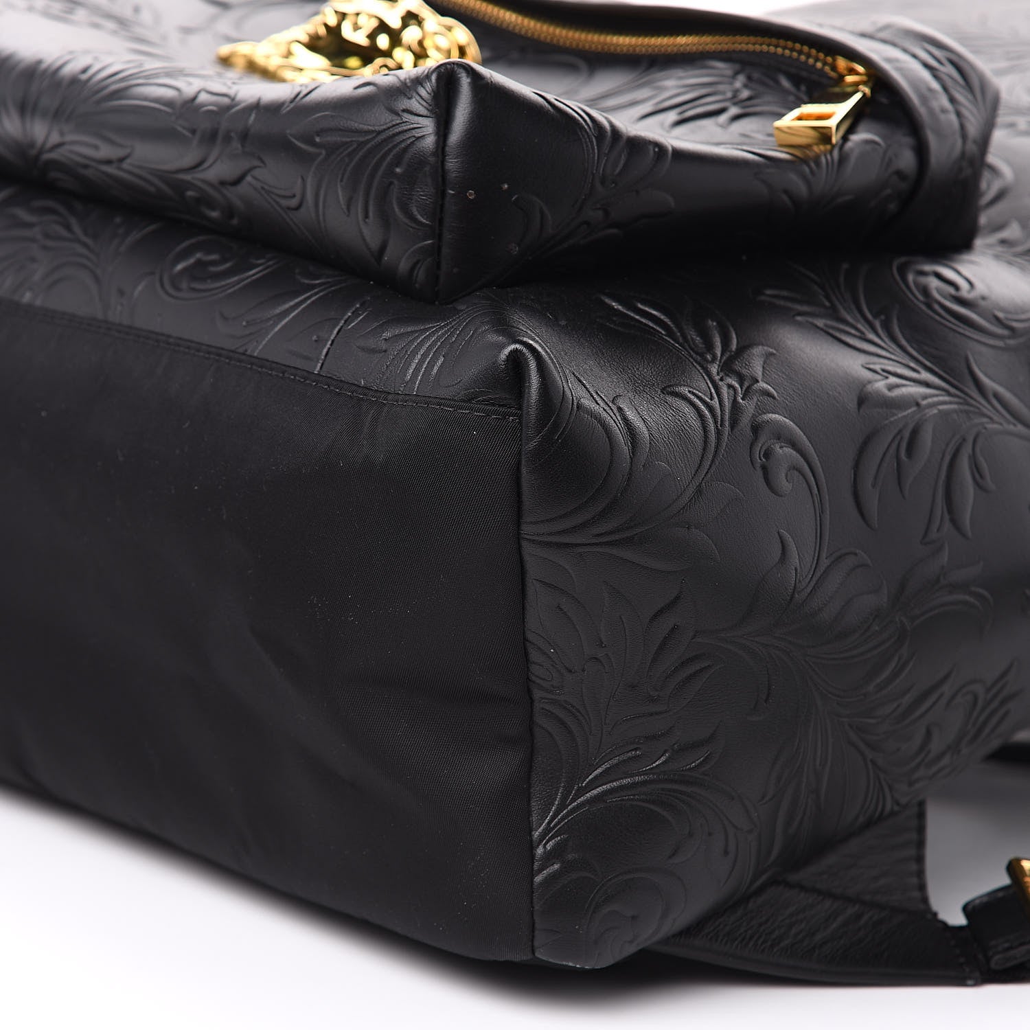 Versace Calfskin Embossed Palazzo Medusa Backpack Black 9 of 9