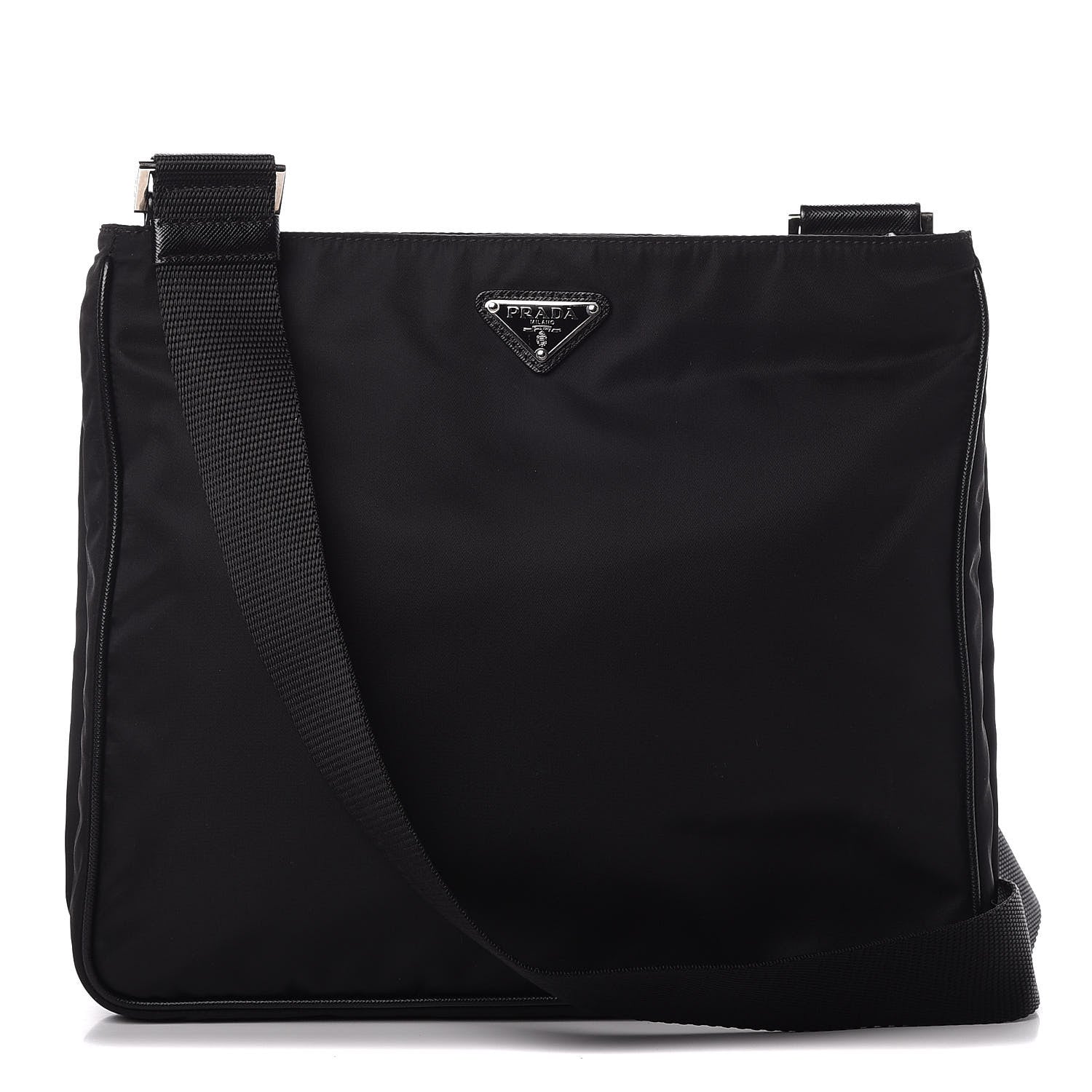 Prada Nylon Flat Messenger Bag Black 1 of 9