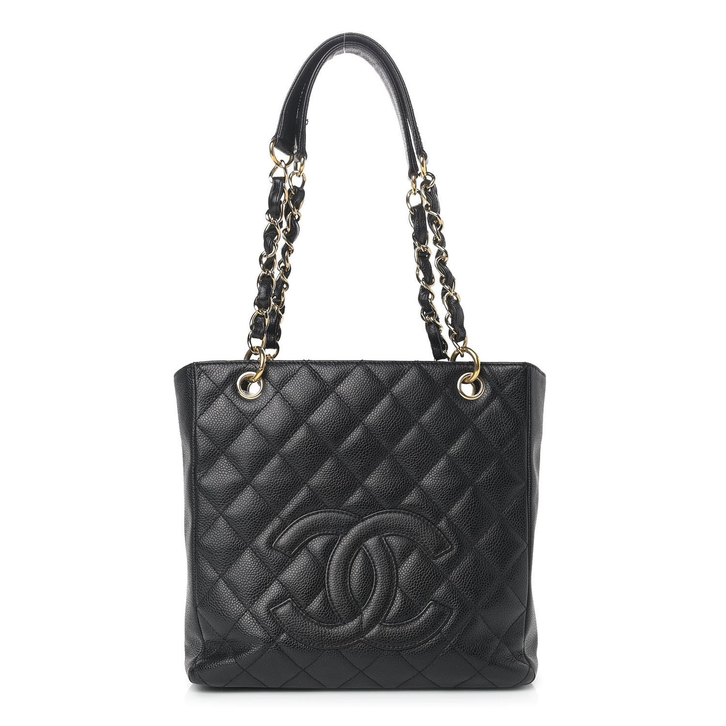 Caviar Quilted Petit Shopping Tote PST Black