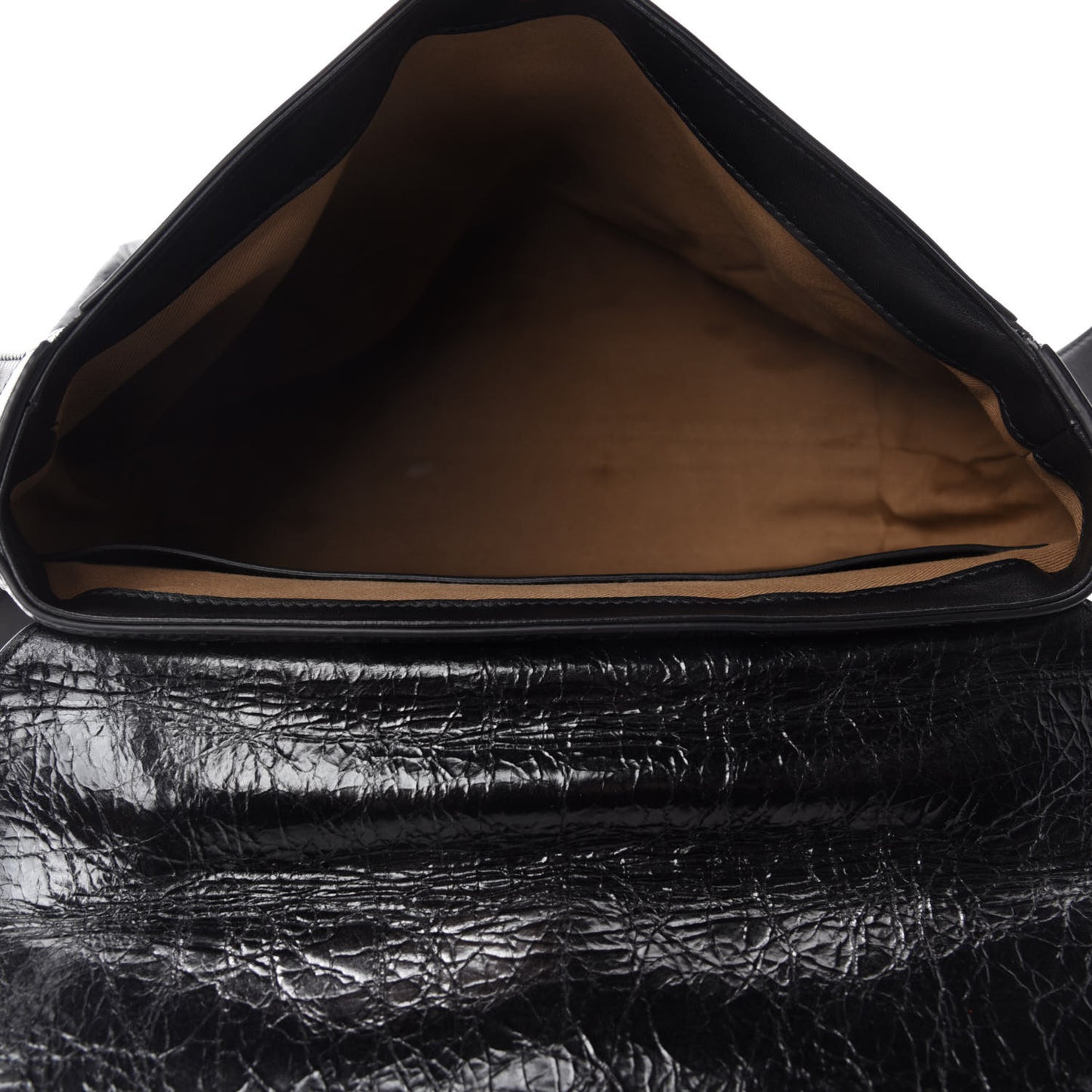 Creased Patent Calfskin Medium ID Flap Black