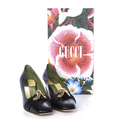 Gucci Malaga Kid Half Moon GG Square Toe Pumps 38 Black 11 of 11
