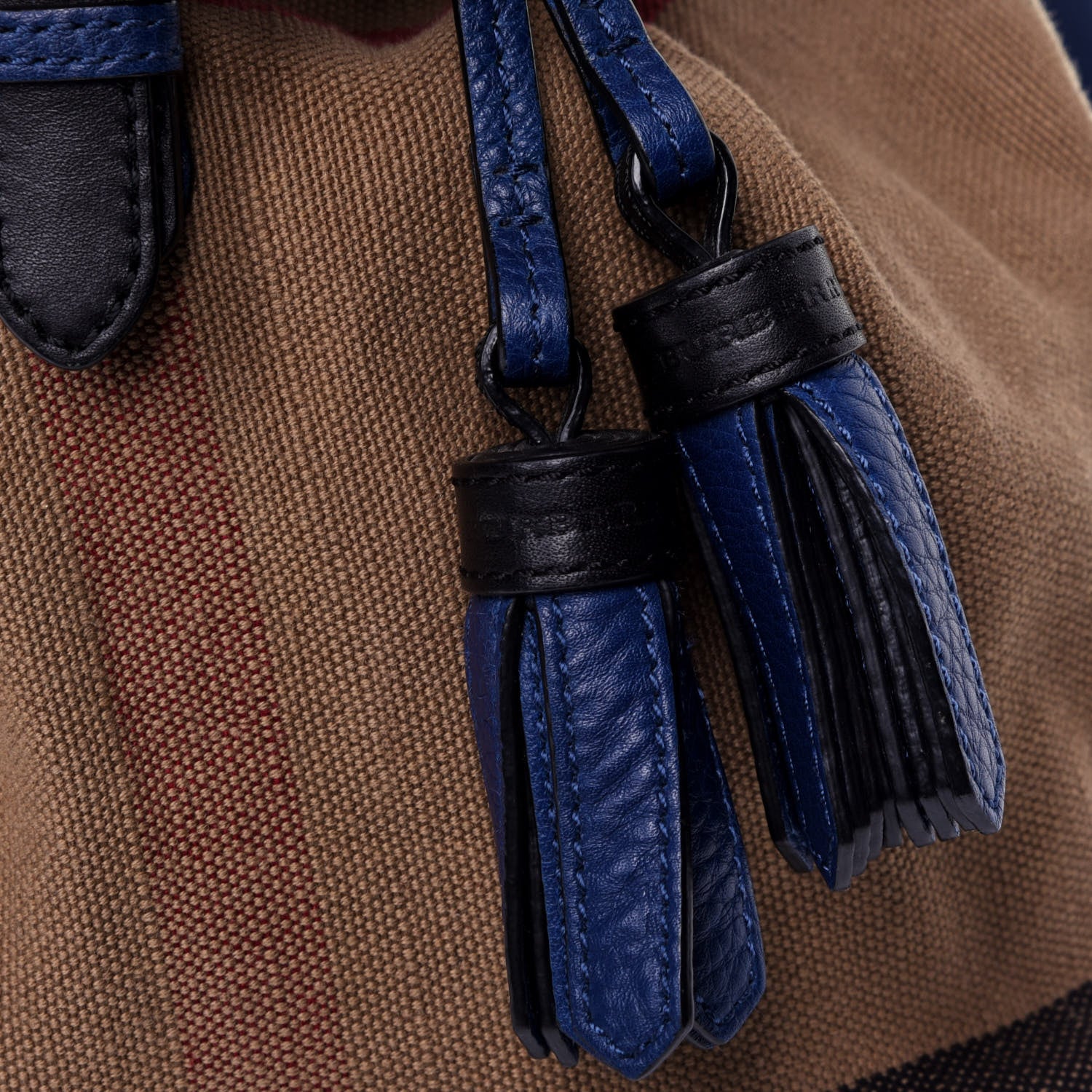 Burberry Grainy Calfskin Jute Mega Check Girls Mini Backpack Blue 11 of 11
