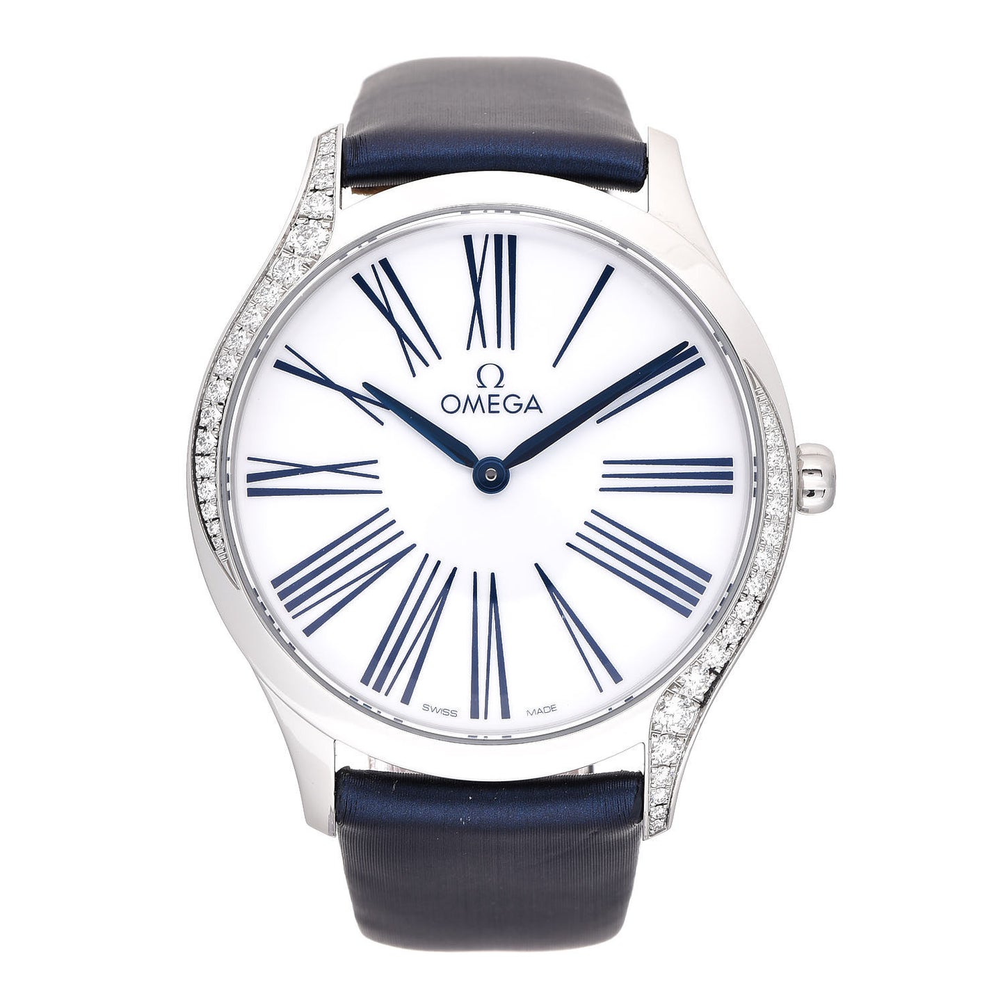 Stainless Steel Satin Diamond Bezel 36mm De Ville Tresor Quartz Watch White 428.17.36.60.04.001