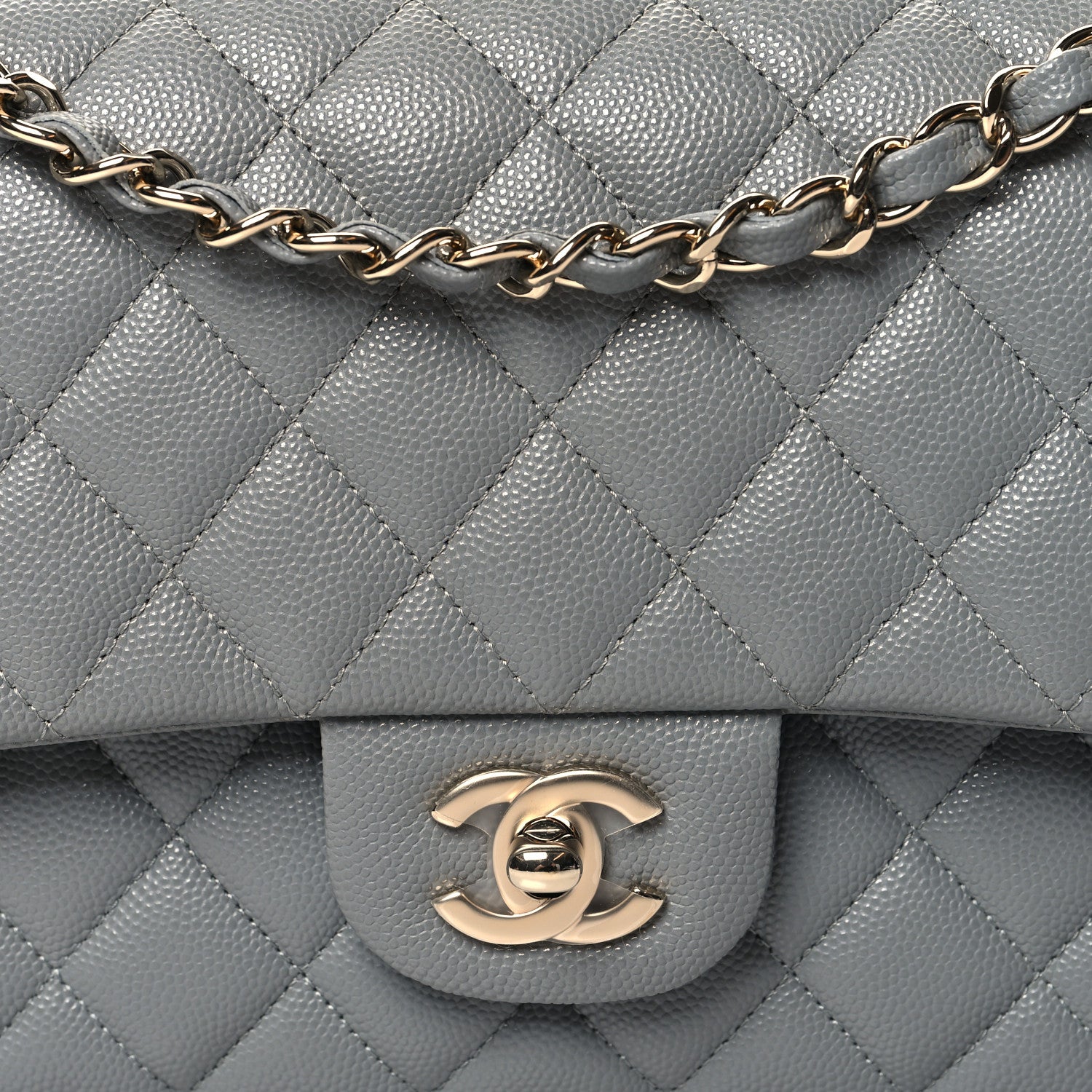 Chanel Caviar Quilted Medium Double Flap Grey 8 of 11