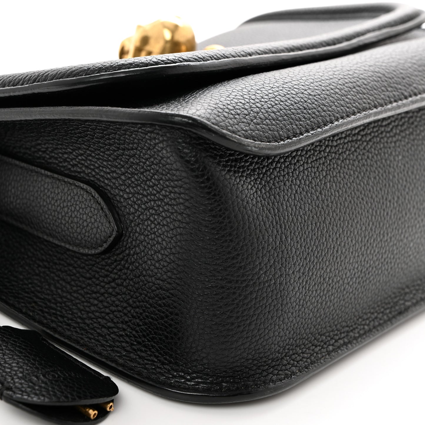 Grained Calfskin Padlock Crossbody Bag Black