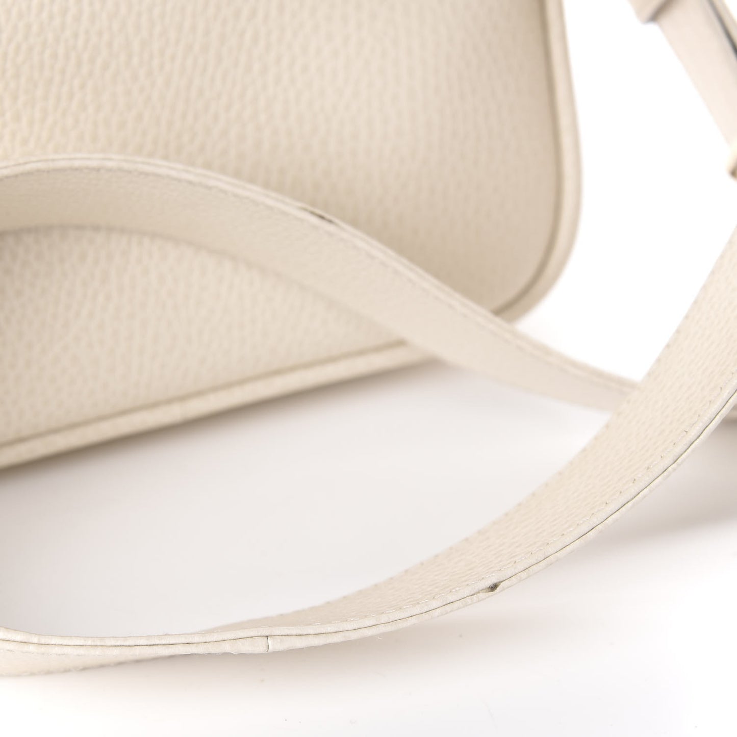 Grained Calfskin Logo Messenger Bag White