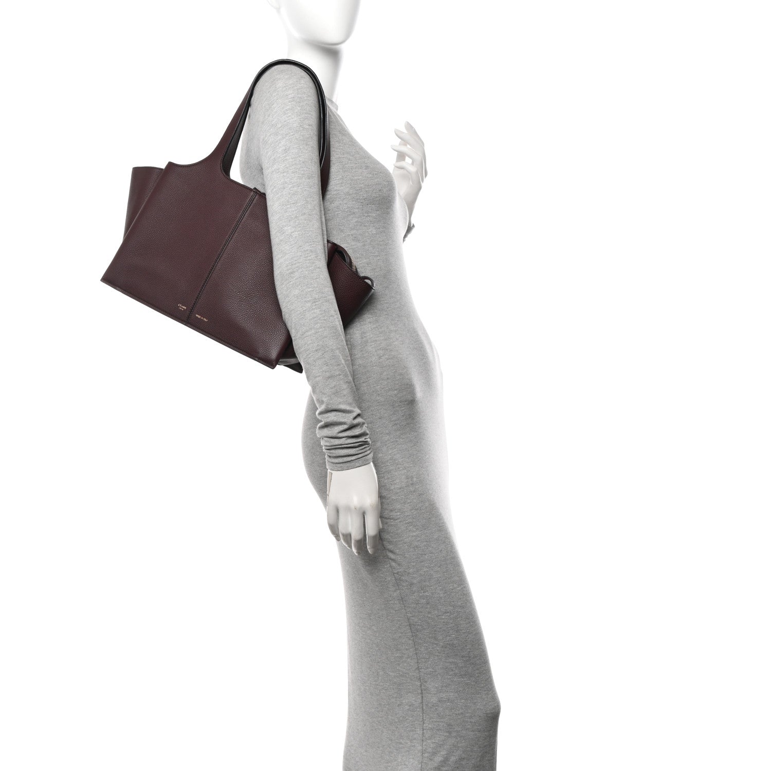 Celine Baby Grained Calfskin Small Tri-Fold Bag Burgundy 2 of 11