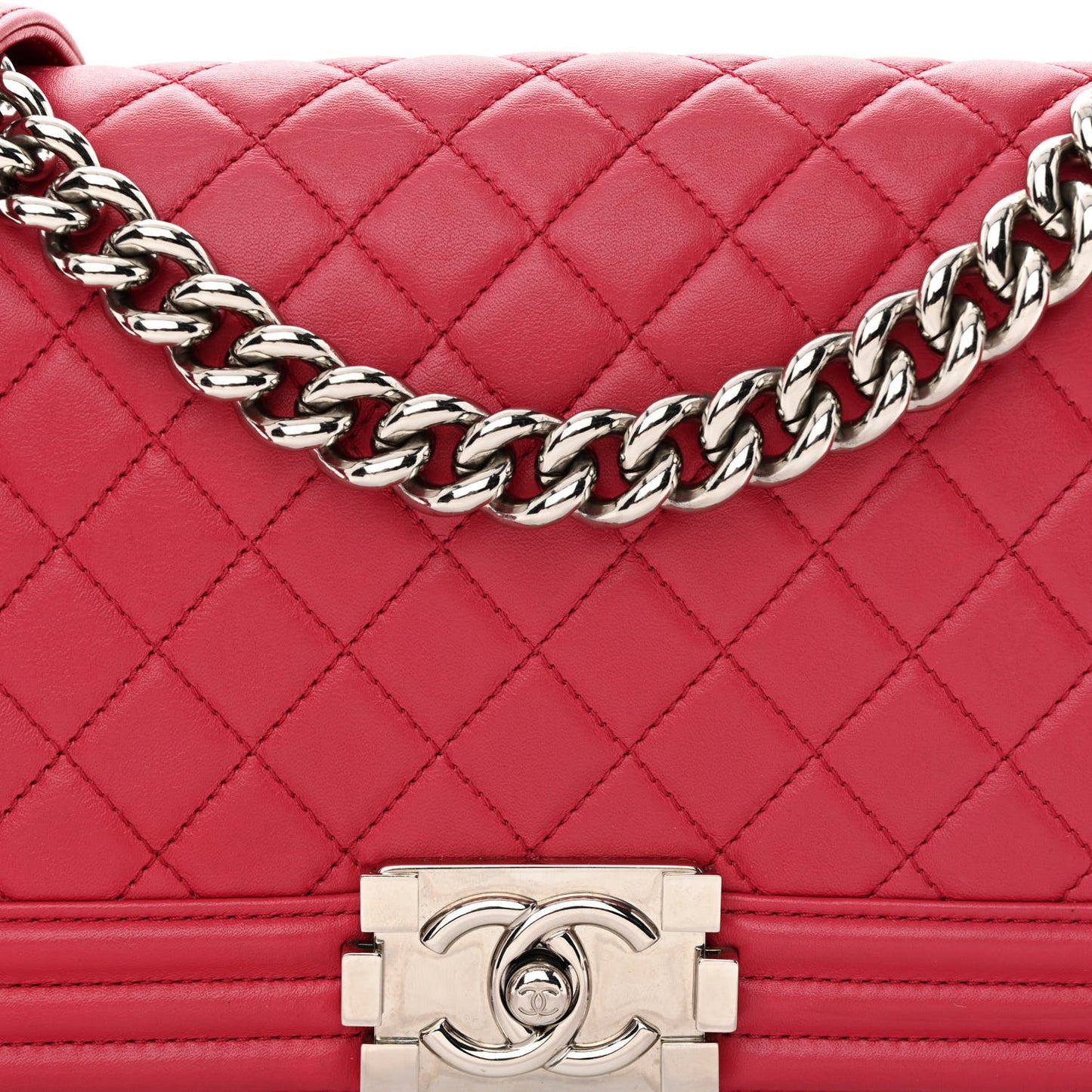 Lambskin Quilted Medium Boy Flap Pink