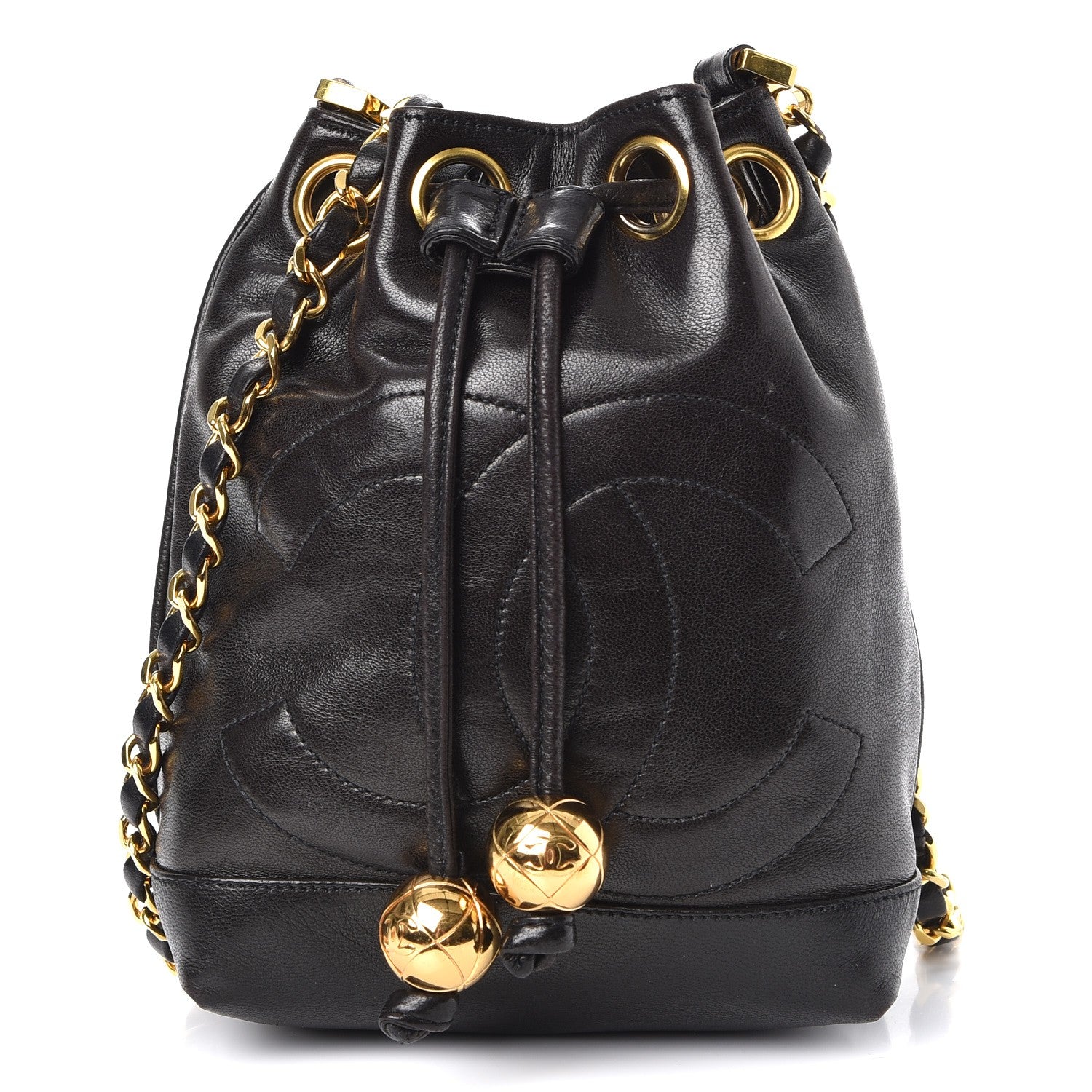 Chanel Lambskin CC Drawstring Bag Black 1 of 13