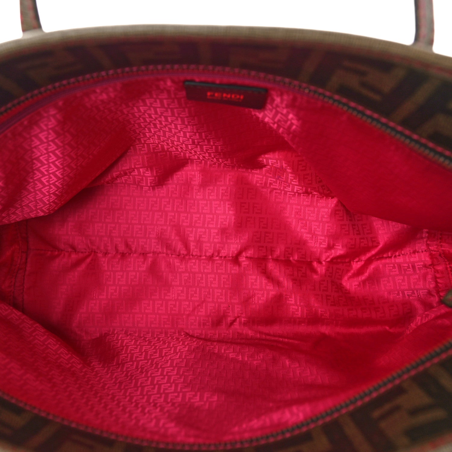Fendi Zucca Spalmati Vitello Elite Small Roll Tote Tobacco Ciclamino 5 of 17