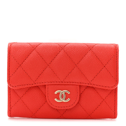 Chanel Caviar Quilted Flap Card Holder Wallet Red 1 of 9