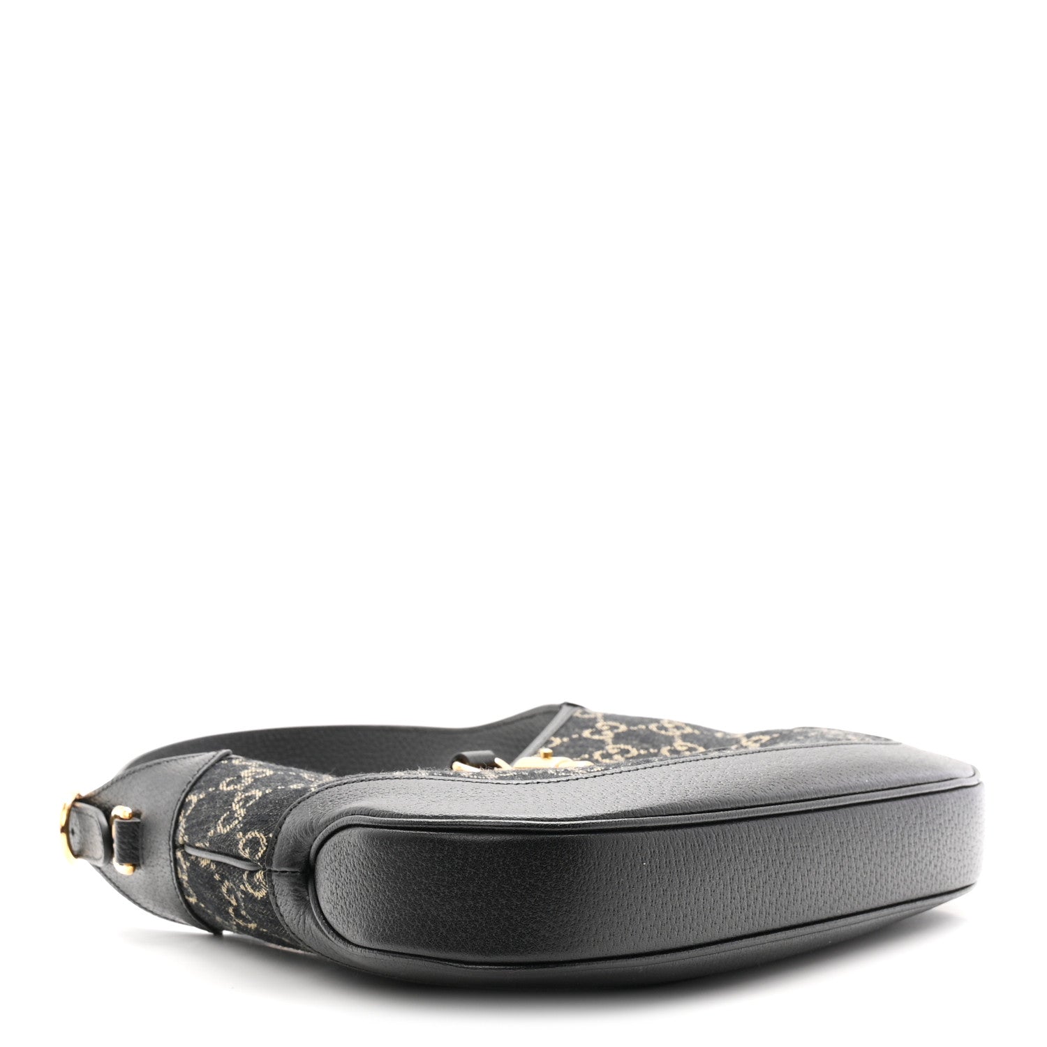 Gucci Jacquard Denim GG Monogram Small Jackie 1961 Hobo Black Ivory 4 of 10