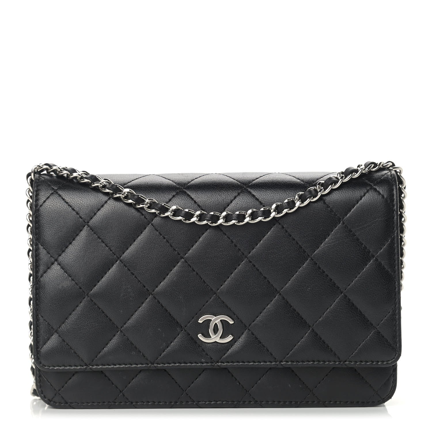 Chanel Lambskin Quilted Wallet On Chain WOC Black 1 of 19