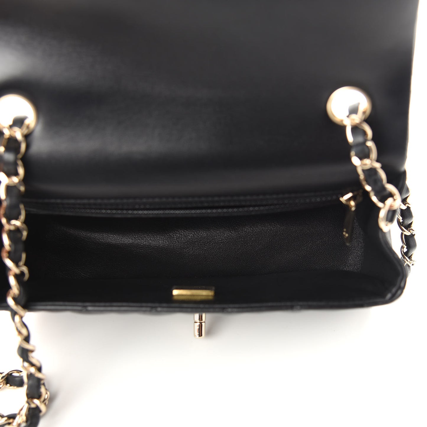 Lambskin Quilted Mini Rectangular Flap Black