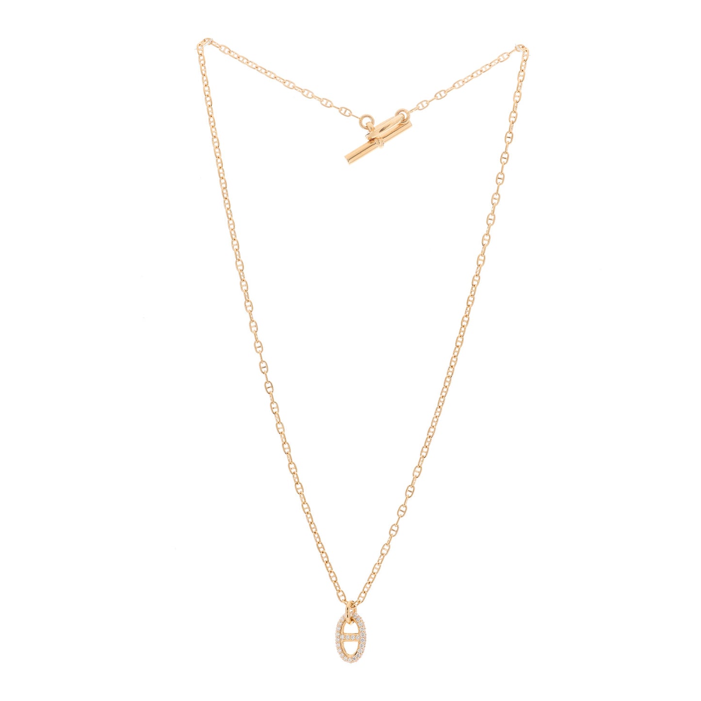 18K Rose Gold Diamond PM New Farandole Pendant Necklace LG