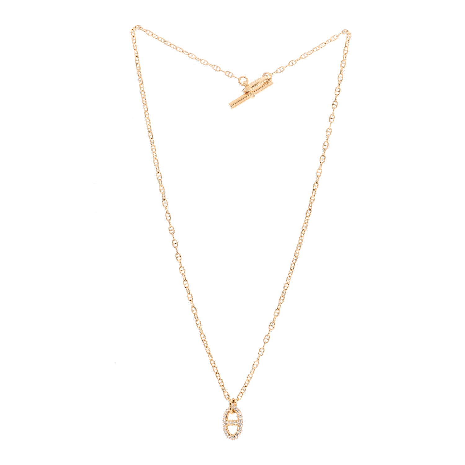 Hermes 18K Rose Gold Diamond PM New Farandole Pendant Necklace LG 2 of 4