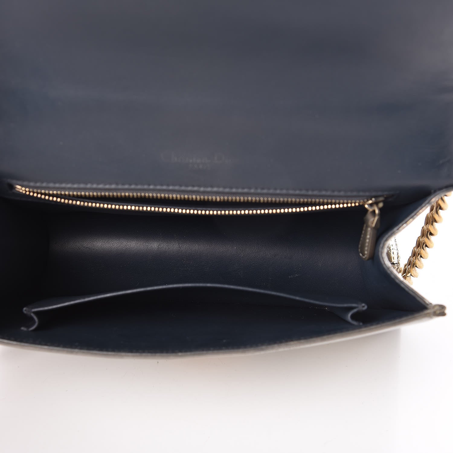 Christian Dior Metallic Patent Micro-Cannage Medium Diorama Flap Bag Gold 5 of 22