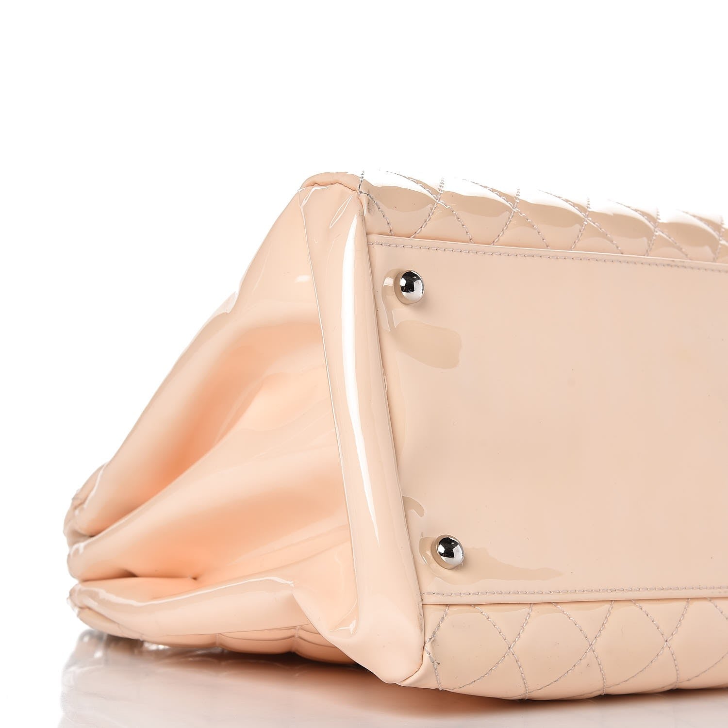 Chanel Patent Quilted Large Just Mademoiselle Bowling Bag Beige 10 of 11